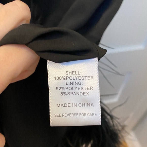 Lucy Paris Black Midi Feather Dress, formal black dress - Picture 5 of 9